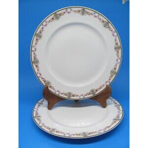Charles Ahrenfeldt Limoges For Wright Tyndale & Van Roden Two 10" Dinner Plates